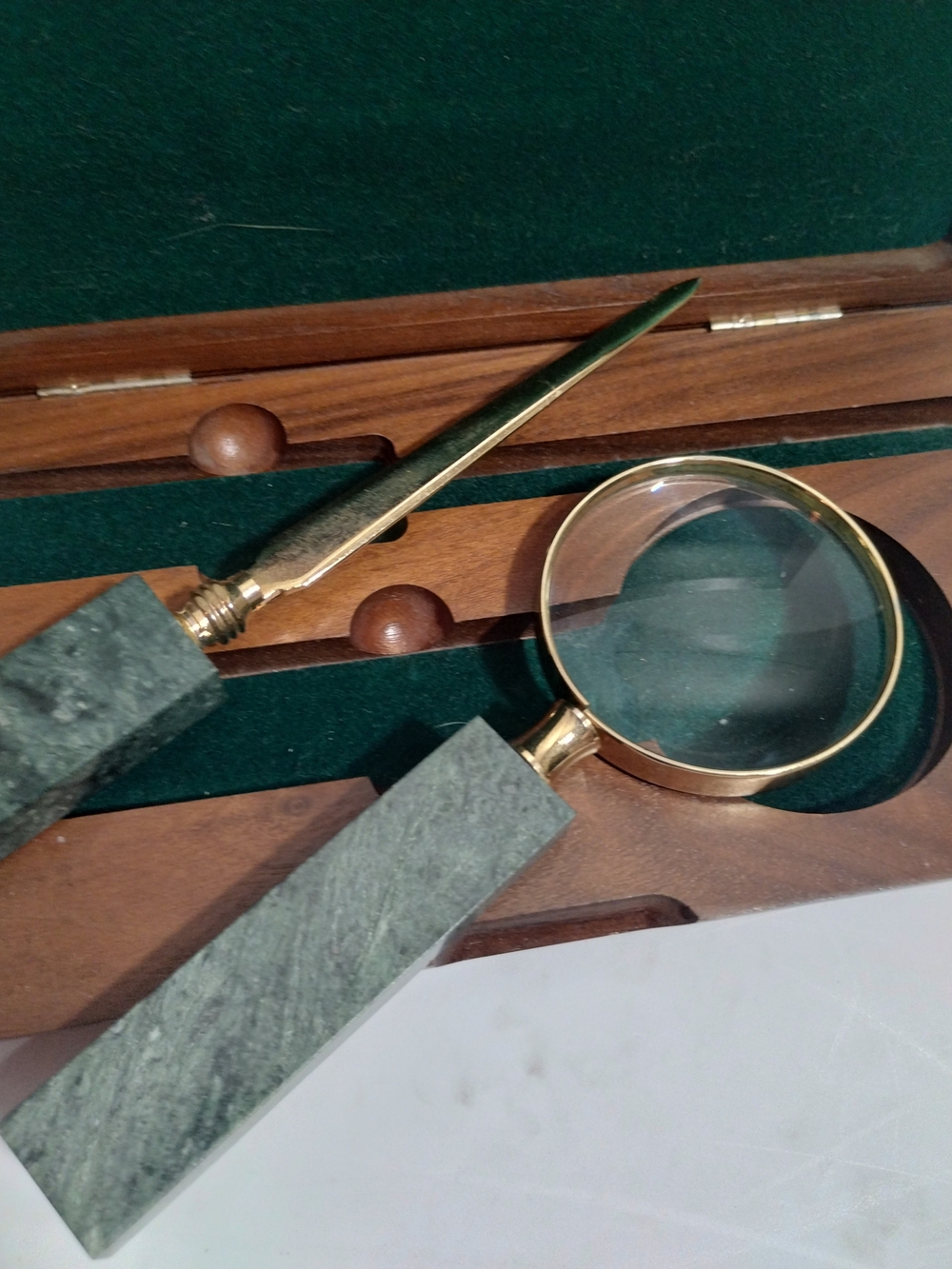 Craft Green and Gold Magnifying Glass and Letter Opener Set